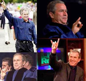 Bush
                      multiple devil signs